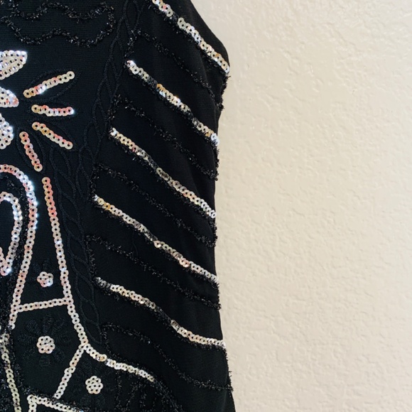 Babeyond Black Dress Flapper Fringe Silver Sequins Small 1920's Gatsby Bling - Picture 4 of 14